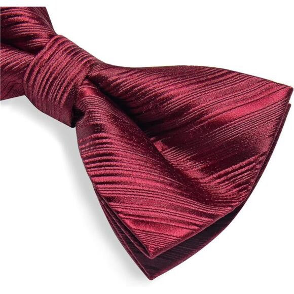 Pre-Tied Bow Ties for Men Burgundy Striped - Picture 5 of 7